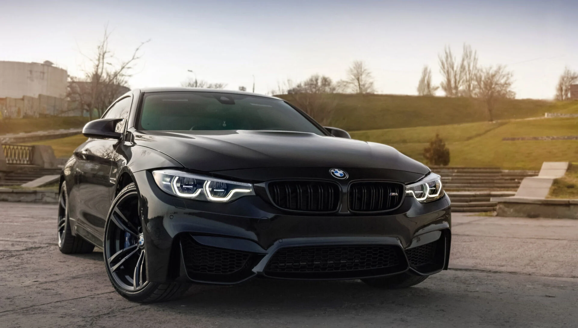 front view of black BMW