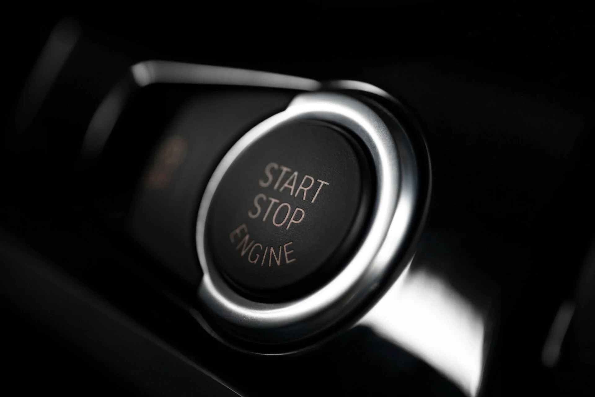 Close up of start engine button